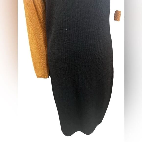 Vintage 80s St. John brown and black knee length dress size 6 mock neck - Picture 5 of 15